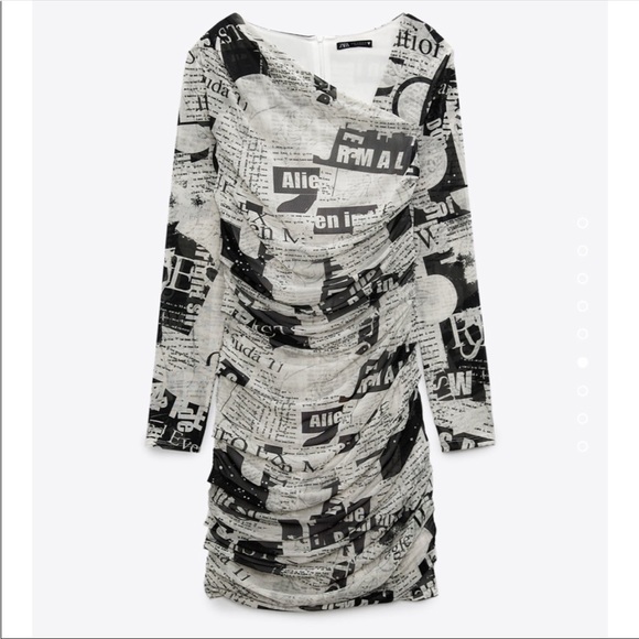 NWT ZARA Newspaper Dress - Picture 4 of 9